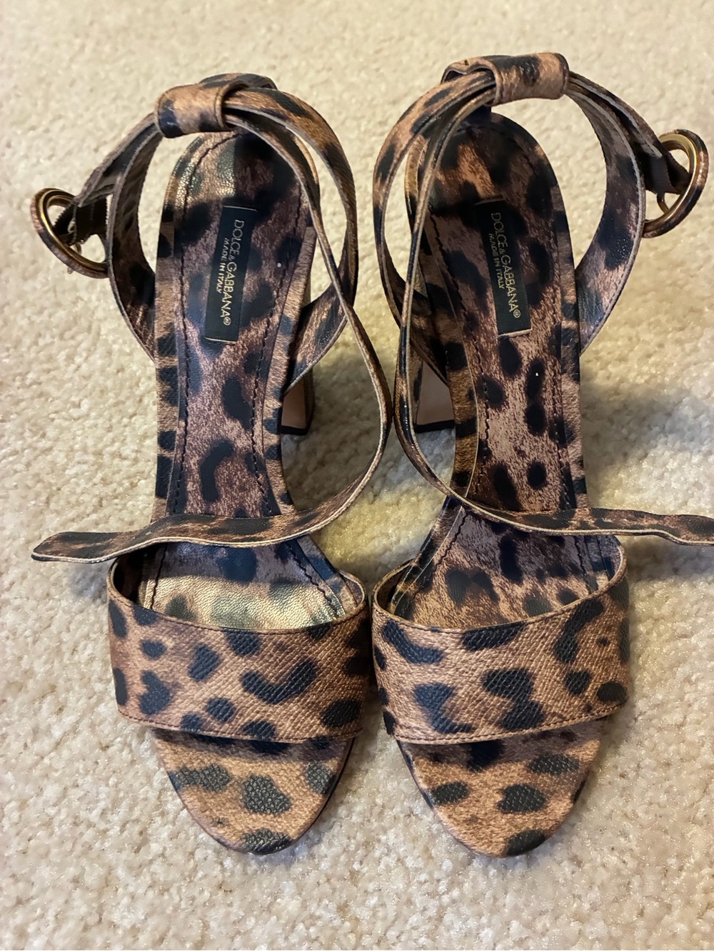 Dolce & Gabbana Leopard-Print Ankle-Tie Heels - Brown & Black